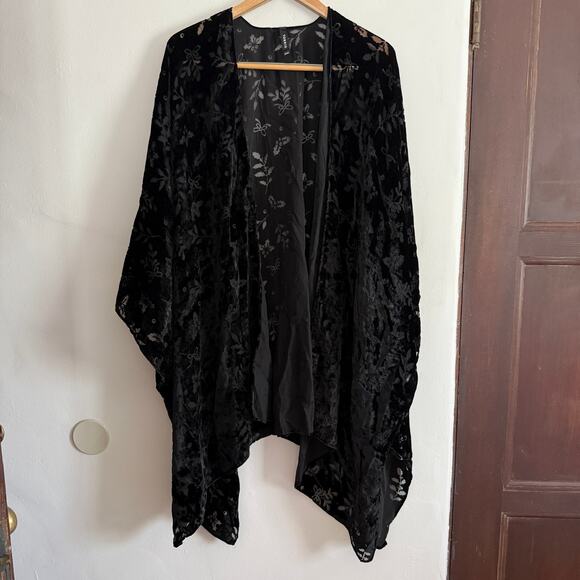 torrid Tops - TORRID | Black Burnout Velvet Open Front Kimono | One Size